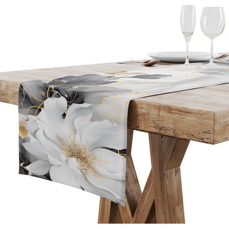 Chemin de table mat lisse 40x120 cm, motif magnolia pastel 006 (1/5)