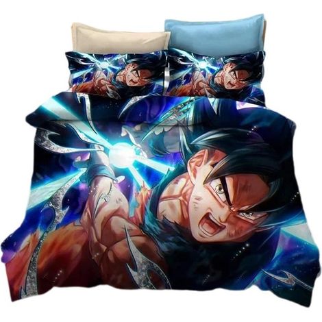 Parure de lit Goku, housse de couette et taie d'oreiller imprimées en 3D, microfibre 264 x 228 mm, ensemble trois pièces (1/5)