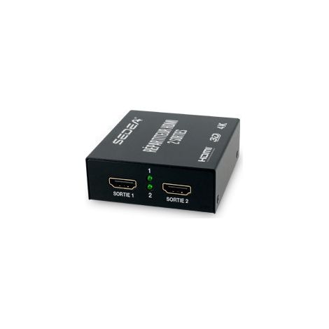 Sedea – Répartiteur HDMI 1 entrée 2 sorties – Support 3D et 4K – Amplificateur de signal intégré – Pour téléviseurs Haute Définition