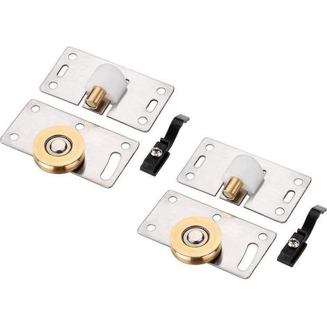 2 Paires Roulettes Portes Penderie Argent, Métal coulissantes (1/4)