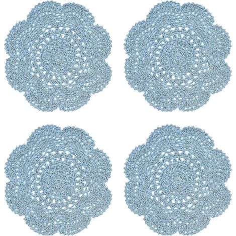 Napperons ronds en dentelle au crochet, faits main, lot de 4 (1/4)