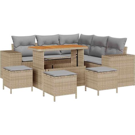 Set Divano da Giardino con cuscino 9 pcs Beige e Grigio Chiaro vidaXL (1/5)