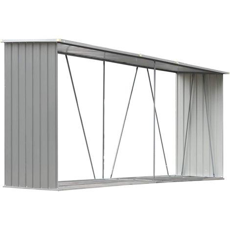 Maison Exclusive - Casetilla para leña acero galvanizado gris 330
