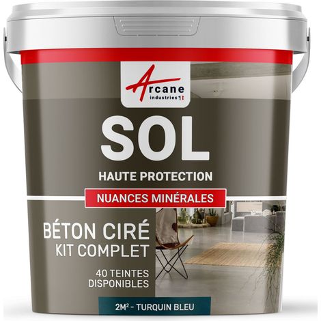 Béton ciré sol en kit, primaire et vernis de finition inclus - 2 m² (en 2 couches) Turquin Bleu - ARCANE INDUSTRIES