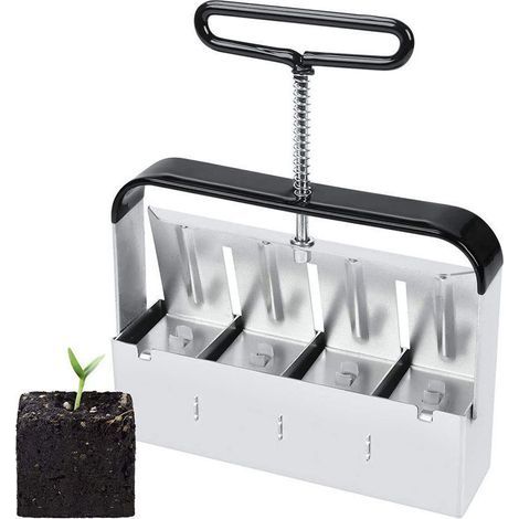 Outil de blocage de terre manuel - Outil de jardinage presse motte - 5cm - Bloque le sol - Avec poignée antidérapante, presse motte pour semis, confortable pour planter, transplanter, serre (1/5)