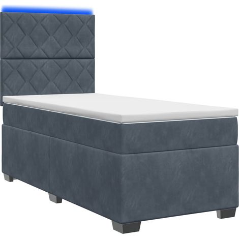 Cama con Base Tapizada, Colchón y Luz LED Gris oscuro vidaXL (1/5)