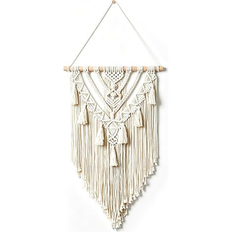 70 cm (l) x 40 cm (L) - Tenture murale en macramé en coton (1/5)