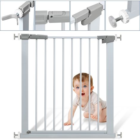 SWANEW Barriera di sicurezza 76-82cm Barriera di sicurezza per bambini per porte e corridoi colore bianco massima versatilità Bianco (1/5)
