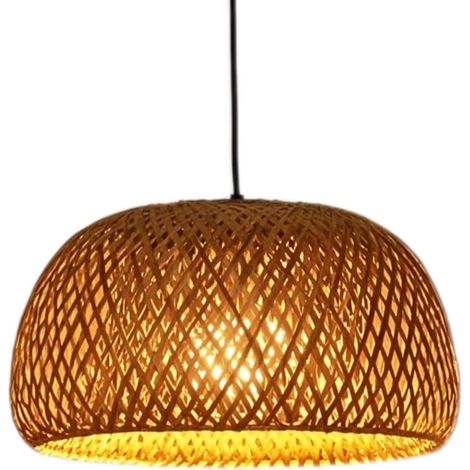 Lámpara Colgante de Ratán Bohemio de 12 ", Luz Colgante de Techo Con Cable E27, Iluminación Colgante, Lámparas de araña de Bambú Para Isla de Cocina, Sala de Estar, Comedor (1/5)