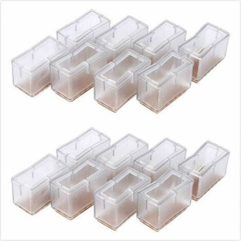 4 Fußkappen aus transparentem Silikon mit Klebefilz als Bodenschoner für Stühle und Hocker (1/5)