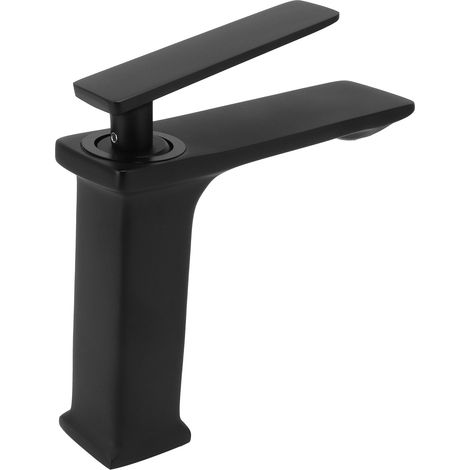 Robinet de lavabo encastré de style nordique, monotrou, eau chaude et froide, robinet de lavabo noir tout cuivre G9/16 (1/5)