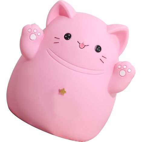 Tirelire Chat Cartoon Rose Décor Maison Boîte à Monnaie Coffre à Économies Chat Adorable 13x11x15cm Cadeau Enfant Jouet (1/5)