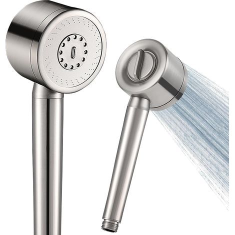All Metal High Pressure Shower Head in 304 Stainless Steel, Anti-Limescale Shower Head, 3 Spray Modes - SPA Massage In (Silver) (1/5)