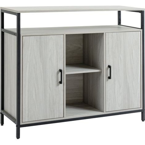 Credenza 2 Ante 5 Ripiani 100x34x87,2 cm in Legno Grigio (1/5)