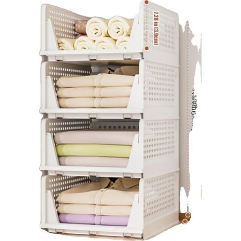 Contenitori portaoggetti, design pieghevole e impilabile, facile accesso, confezione da 4 organizer per armadio (1/2)