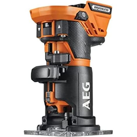 AEG – Affleureuse 18V Brushless – Vitesse jusqu'à 30 000 tr/min – Réception 6 mm – Carter magnésium – Éclairage LED – Variateur de vitesse