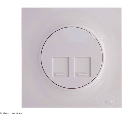 Prise double RJ45 cat.6 STP Odace Complet Blanc Griffes: Avec griffes