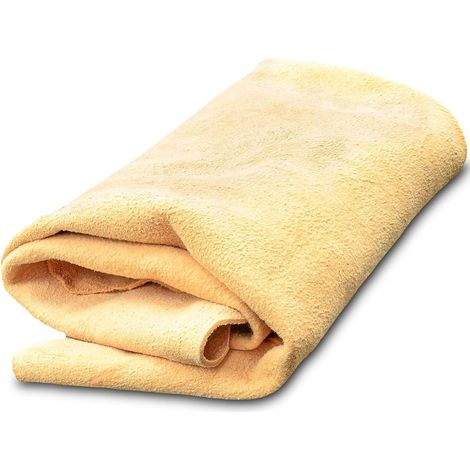 Peau de Chamois Naturelle Voiture 80x50CM Chamoisée Cuir Véritable Verre Miroir Vitre, Suède Efficace Detailing Auto Moto, Anti Rayures Polissage Super Absorbant Séchage