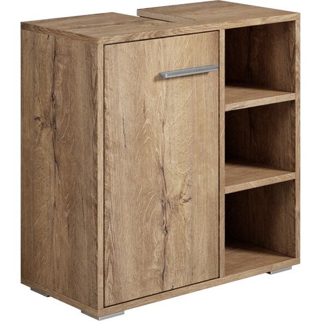 Badplaats Mobile Sottolavabo Neptunus 60 x 28 x 60 cm – Rovere Marrone – Mobile Bagno – Mobile a Terra (1/4)