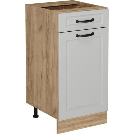 Mobiletto base per cucina R-Line, Bianco casa di campagna, 40 cm senza piano di lavoro, Vicco