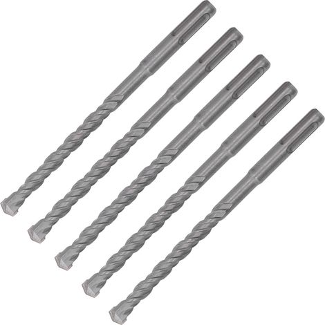 Foret SDS Plus 160mm 10mm, 5 Pièces Béton Pierre Brique, Pointe Carbure Auto-Centrante, Double Goujure, Perçage Impact (1/5)
