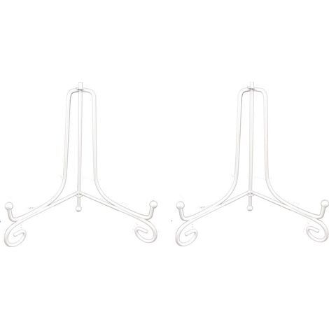 Lot de 2 - Chevalet Métal - Présentoir Assiette - Support Décoratif Blanc pour Photo et Livre de Cuisine 15cm (1/5)