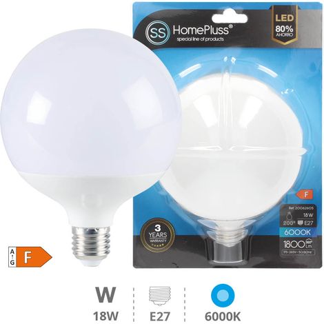 LED E27 GLOBE - 18W BLANC FROID - DIAMETRE 120