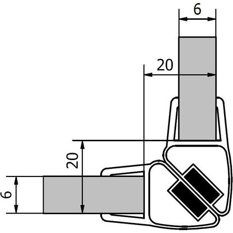 Joint magnétique (2 pcs.) longueur 2000mm pour verre 6mm, coin