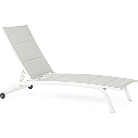 Chaise longue en aluminium blanc et gris Chloé - Lot de 4 (1/5)
