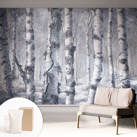 Tapete Vliestapete mit Kleber - trendige Wanddeko - elegant Fototapete für Wohnzimmer - Schlafzimmer Frostige Natur 312x219 cm (1/5)