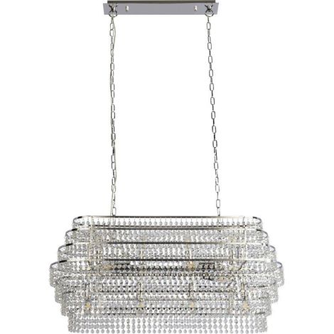 Luminaire suspendu à 12 ampoules Rene Searchlight avec cristal suspendu - Chrome (1/3)