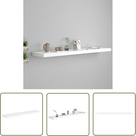 The Living Store Étagère murale flottante blanc 120x23,5x3,8 cm MDF - Étagère Murale - Étagère Flottante - Décoration Murale - Rangement Mural - Meuble Design (1/5)