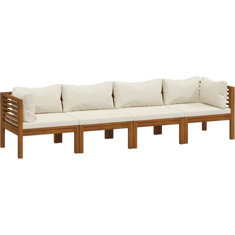 Maison Exclusive - Divano da Giardino a 4 Posti con Cuscino Crema Massello Acacia