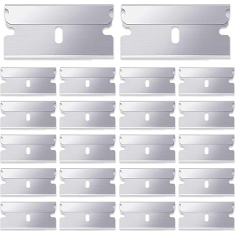 100 Pièces Lame Grattoir de Rechange, Lames pour Grattoir Vitrocéramique et Racloir Vitre, 40 x 20 mm Métal Lames de Rechange, Grattoir Vitre pour Plaque Vitrocéramique, Poêle, Fenêtre (1/5)