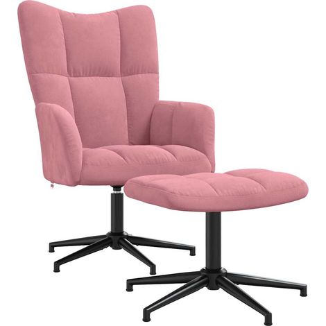 Maison Exclusive - Relaxsessel mit Hocker Rosa Samt (1/5)