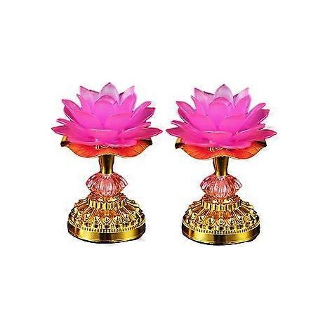 2 Stück LED-Lotuslampen (Buddha-Lotus-Lampen), Netz- oder Batteriebetrieb, EU-Stecker