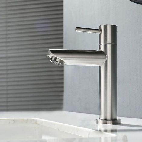Robinet Lave Main - 1 Unité - Acier Inoxydable - Eau Froide Seule - Bec 100mm - Salle De Bain (1/5)
