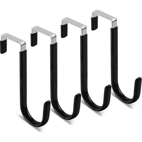 4 Pcs Porte- Noir Manteau pour Porte sans Perçage Crochet Porte Forme de Z avec Protection en Silicone (1/4)