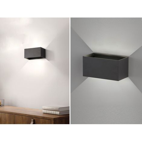 LED Updown Wandleuchte WALLO Schwarz für Innen & Außen, Breite 20cm