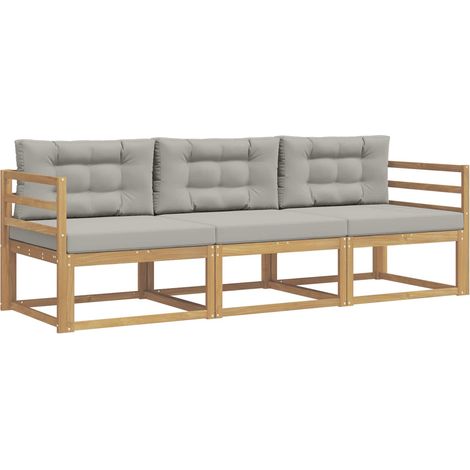 Set di divani da esterno 3 pz Salotto da Giardino Bianco e Grigio Chiaro (1/5)
