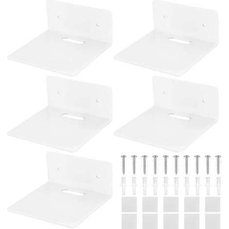 kleine Wandregale, Hängeregale, schwebende Acrylregale, Regale für Badezimmer, Schlafzimmer, Küche, Büro, Weiß (1/5)