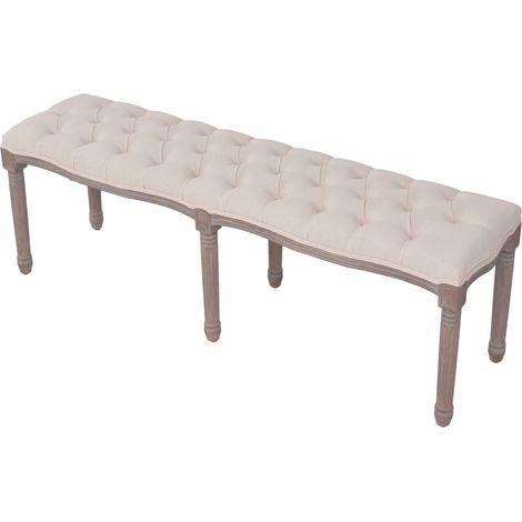 Panca in lino legno massello 150 x 40 x 48 cm bianco crema 020010900
