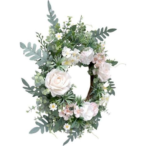 Couronne de roses printanière, couronne de roses pour la Saint-Valentin, décoration intérieure et extérieure (1/4)