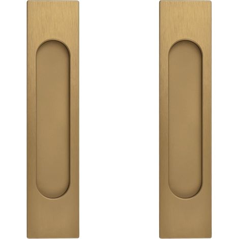 ZOLGINAH Manija de puerta corredera rectangular autoadhesiva de 18 cm, 2 piezas Manija plana de aluminio dorado bronce sin estampado para puerta corrediza de granero y ventana (1/5)