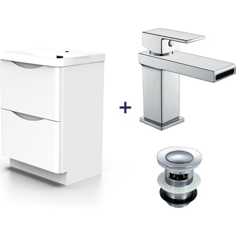 Merton White Basin Vanity Unit and Tap Set with Free Waste (1/5)