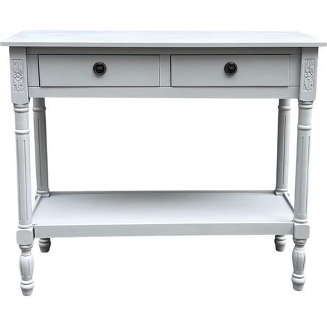 2 Drawers Side Table - L35 x W78 x H90 cm - Light Grey