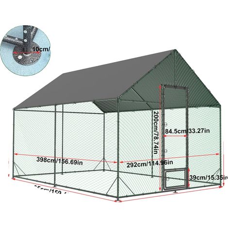 Poulailler, Structure en Fer Durable, Housse de Protection UV, XL (1/2)