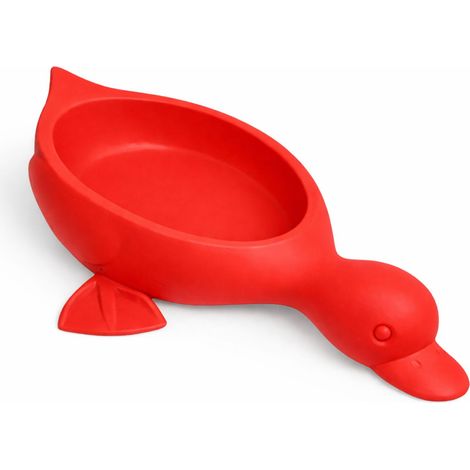 Jabonera organizadora con forma de pato rojo y desagüe para el jabón. (1/3)