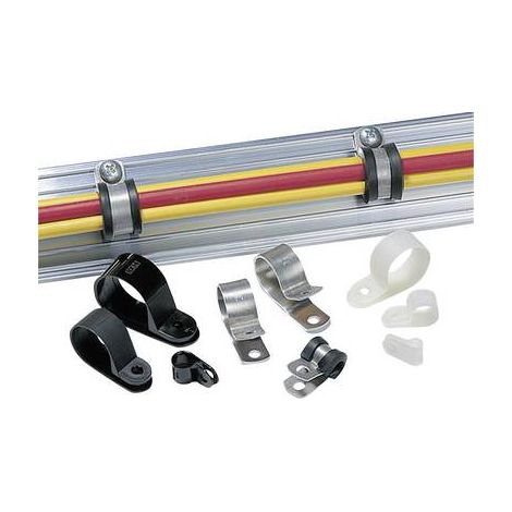 HellermannTyton ALU5-ALU-NA-C1 Bride de montage vissable 211-10050 Plage de Ø du faisceau 8 mm (max) (1/2)