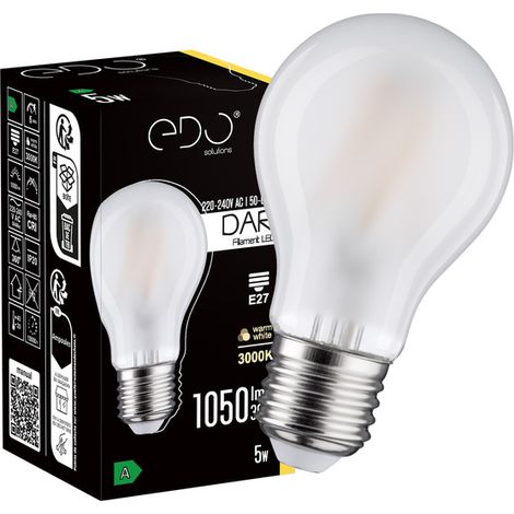 Ampoule à filament DARI LED 5W 1050lm E27 3000K chaud A60 Classe A EDO Solutions (1/5)